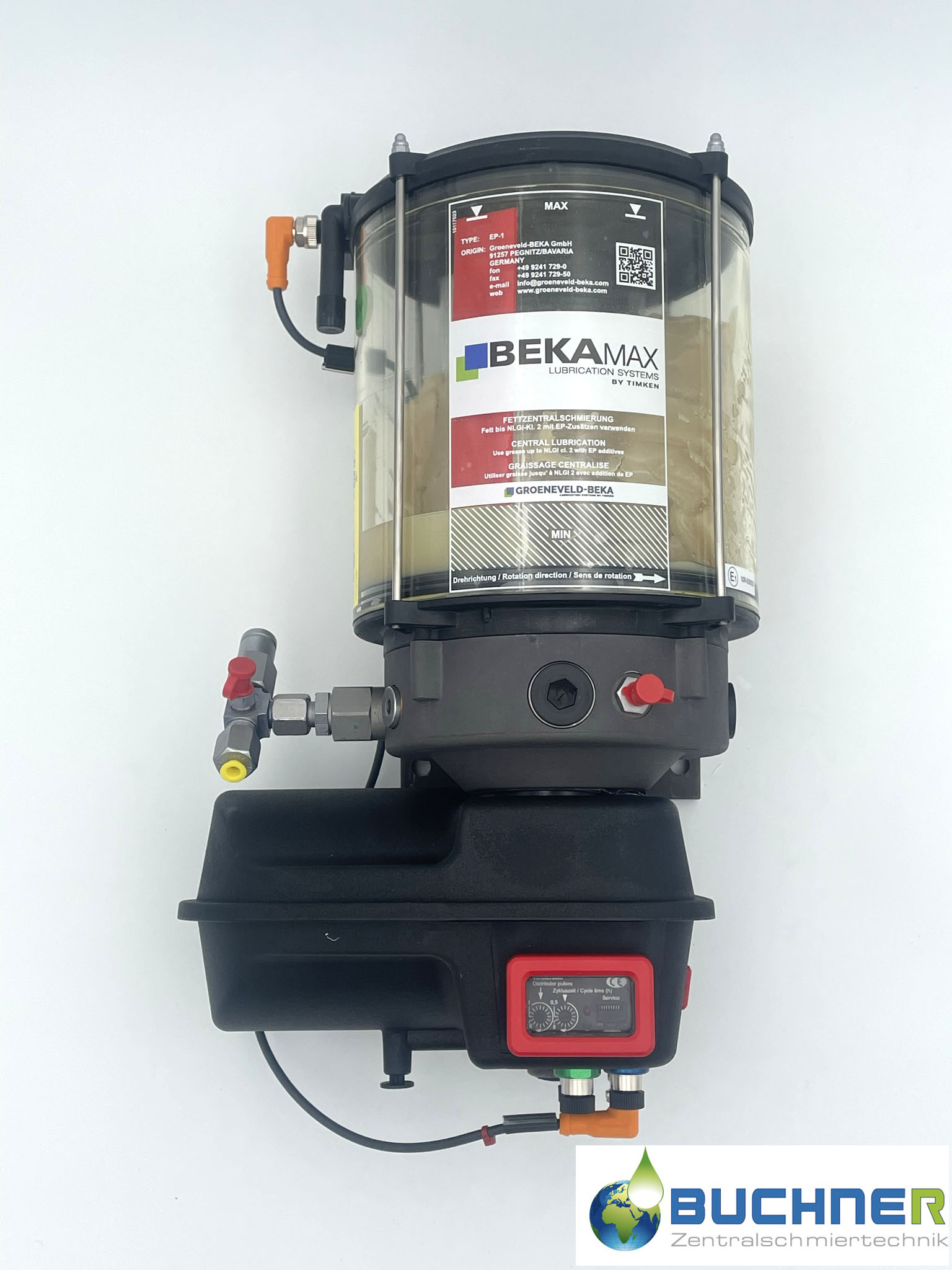 Pumpe EP-1 24V 4kg, Steuerung Tronic 1-16 / 0,5-8h 1x PE 120 mit Fettstandskontrolle